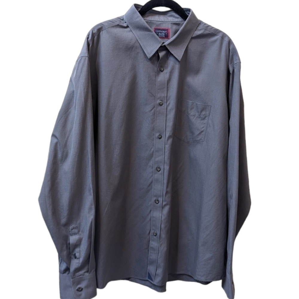 Untuckit Charcoal Gray Easy Care Non Iron Men's Button Up Shirt (XL)